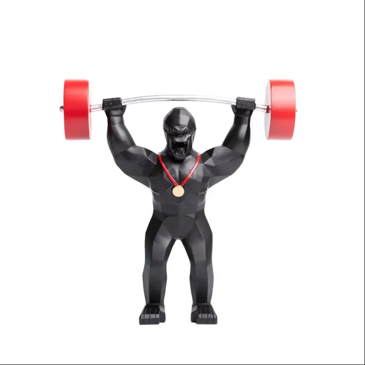 Creative Sports Competition King Kong Figures Home Decor Geometry Figura Gorila 25Cm Weightlifting Resin Gorilla Statue