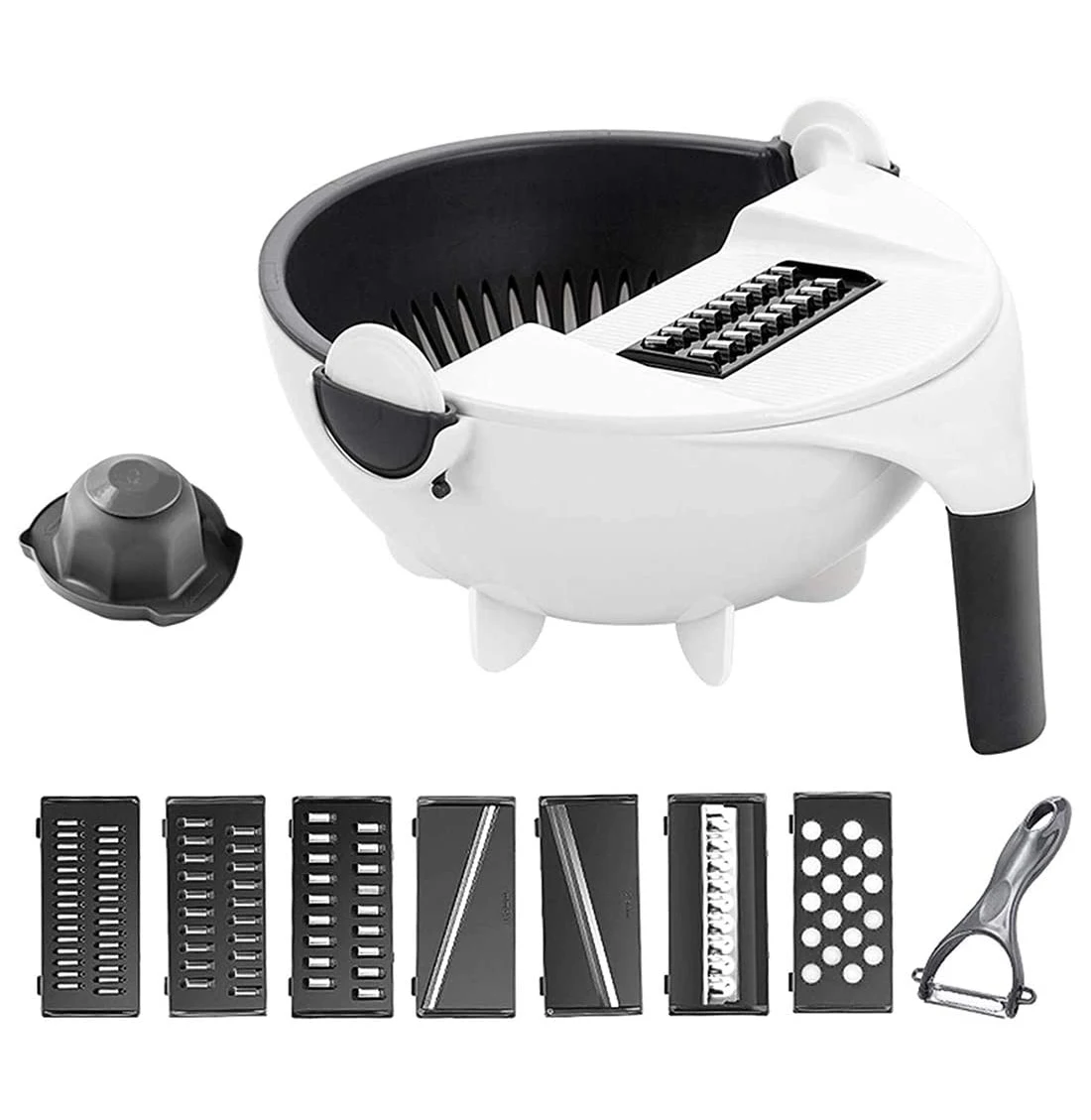 Vegetables Chopper Veggie Shredder Grater Portable Slicer 11 in 1 Multifunction Magic Rotate Vegetable Cutter with Drain Basket