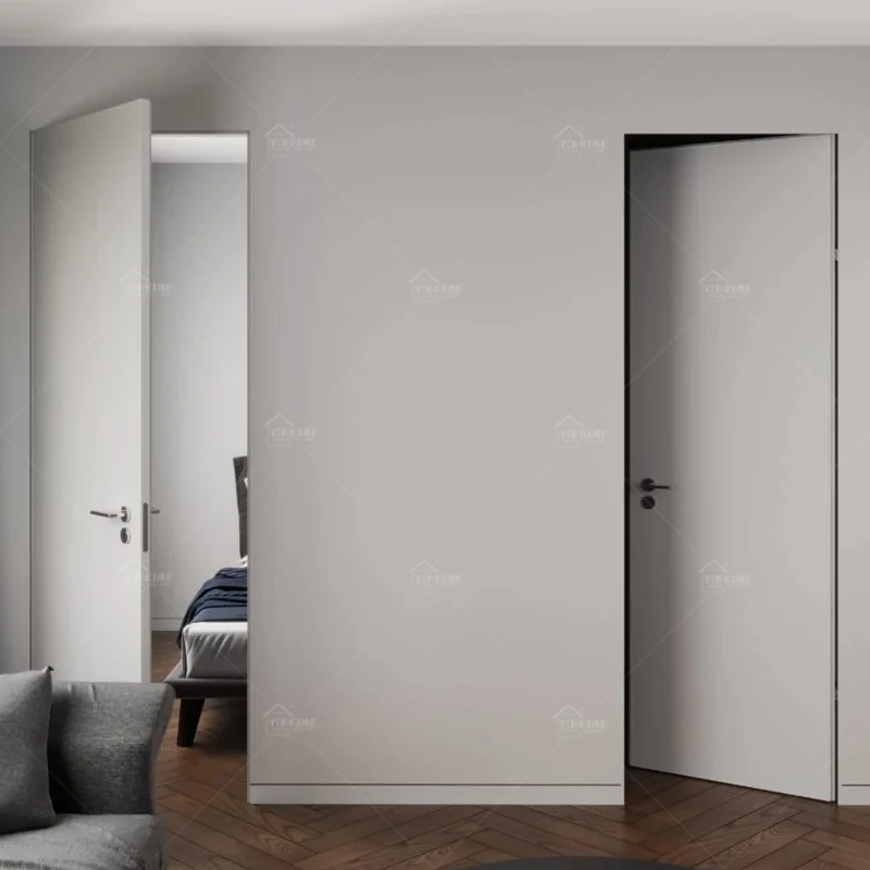 China top supplier wooden flush hidden wall door for bedroom concealed secret inside door invisible frameless interior doors