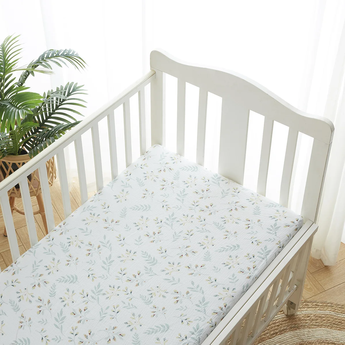 2 layers 100%  muslin cotton  baby crib sheet cover  bedding organic  baby  bed fitted sheet cover