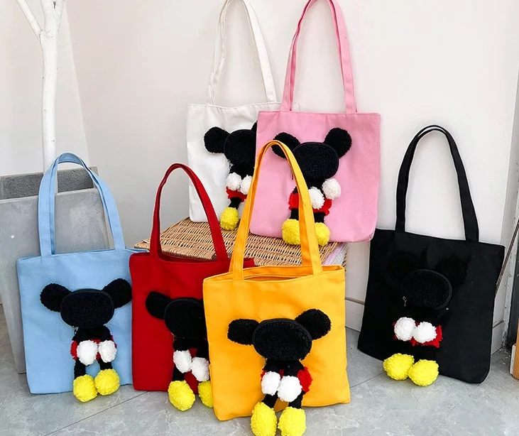 Designer Handbags Famous Brands Washable Cartoon Cute Mickey Large Capacity Shopping Bag Shopping Tote Bag Brown Tote Bag