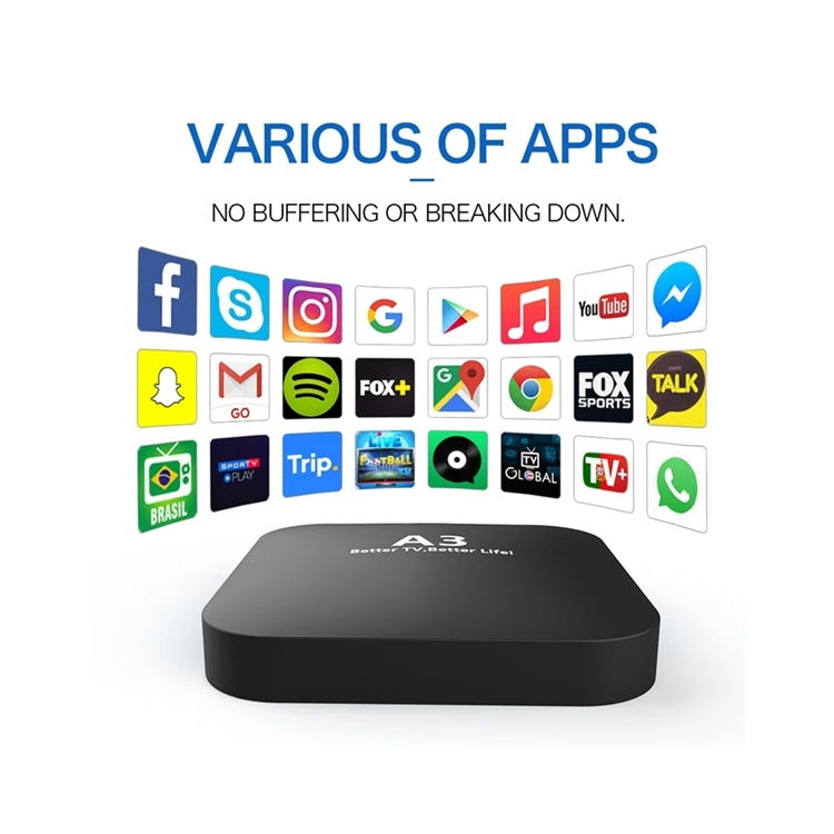 Лучшее качество iptv мир android комбинированный набор компьютерной приставки к телевизору A3 2021 Бразилия IPTV Android 7 OS 2 Гб оперативной памяти + 8 ROM лучше Wi-Fi6K воспроизведения видео apk