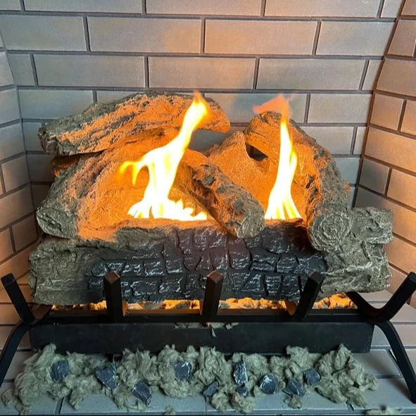 Fireproof Ceramic Logs Gas Log Set For Fireplaces & Fire Pits