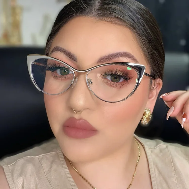 Transparent Glasses Fashion Designer Metal Computer Eyeglasses Frame Ladies Retro Optical Glasses Frames For Women