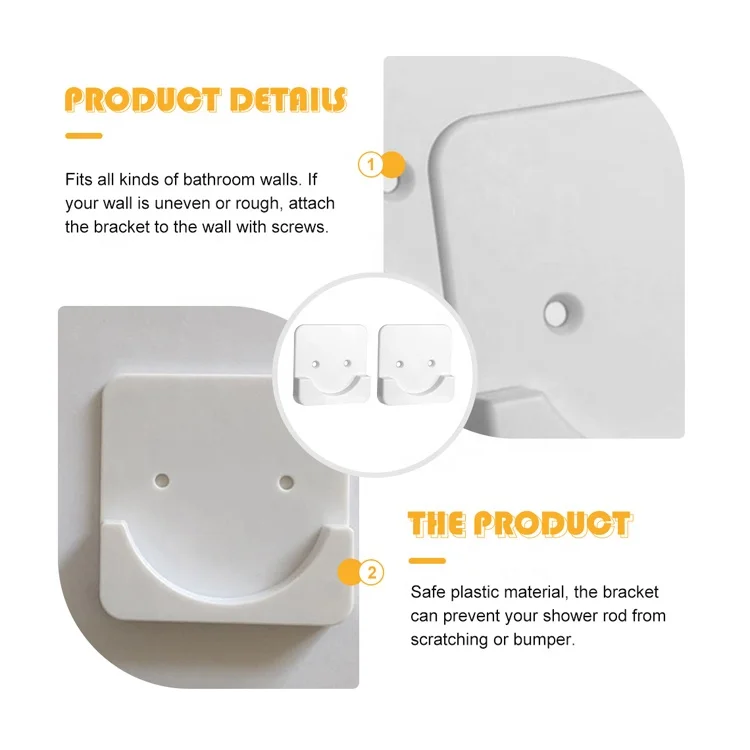 Holder Adhesive Home Fixing Wall-mounted Shower Rod Holder Curtain Rod Holder for Shower Curtain Rod Fixing