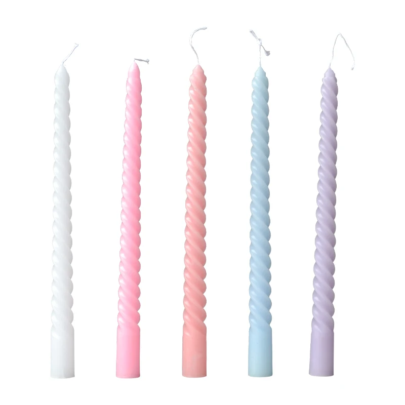 Wholesale Soy Wax Pillar Candle Decorative Spiral Candle Taper Candles