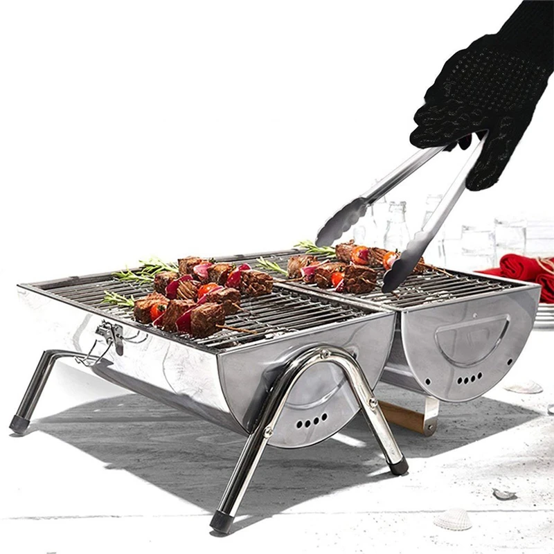 Fire Resistant Food Grade Silicone Extreme Heat Kitchen BBQ Grill Gloves for Grilling Barbecue Garden