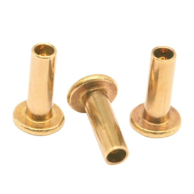 OEM ODM Wholesale Price Remaches Brass Flat Head Semi Tubular Rivets for Leather Belts Anti-shedding