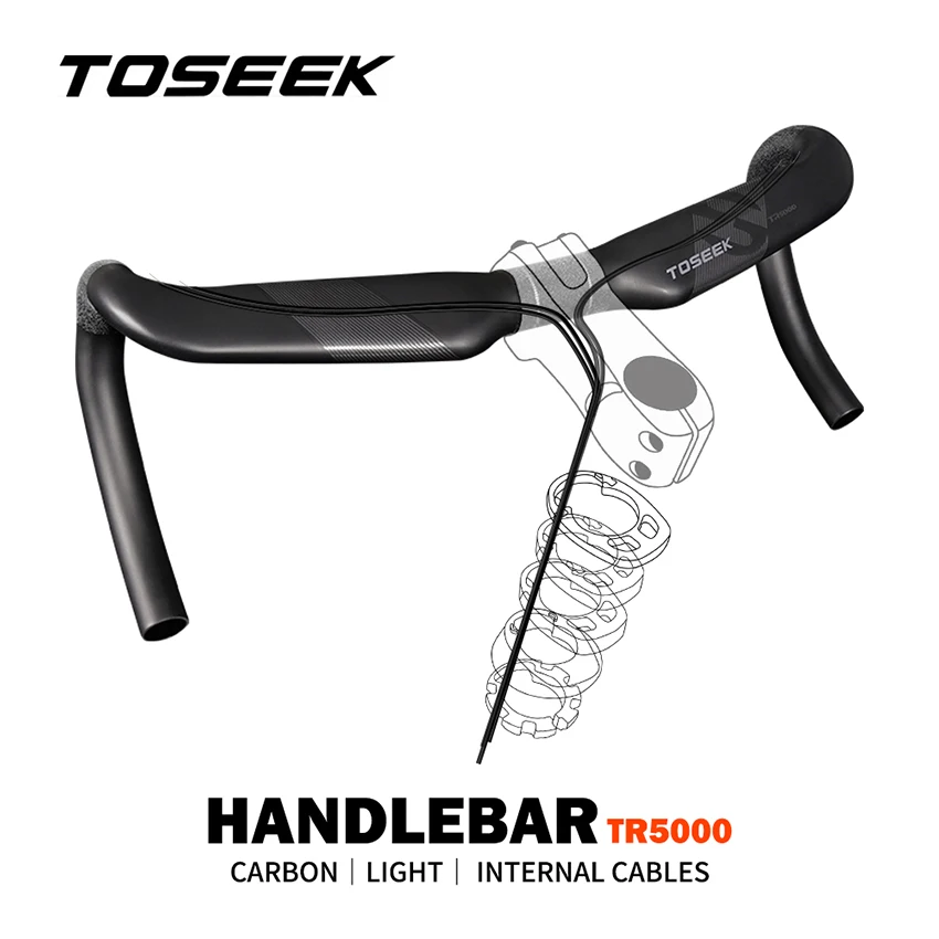 TOSEEK TR5000 Carbon Fiber Bicycle Handlebar Super light 198g Full Internal wiring Road Bike Handle Drop Bars