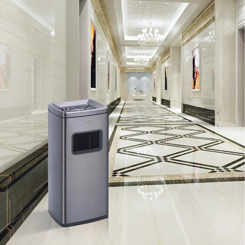 Modern Commercial Trash Cans Metal Dustbin Stainless Steel Ashtray Waste Bin For Office Building Hotel Entrance Mall Public Area