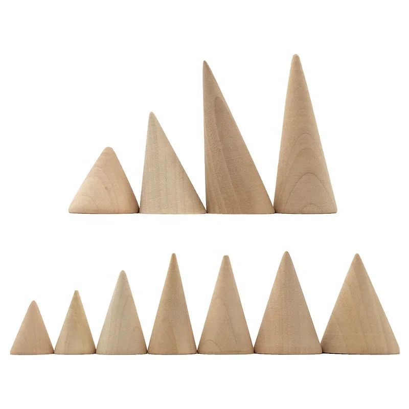 Natural Finger Ring Organizer Holder Wooden Tree Cone Jewelry Display Stands Wood Diy Craft