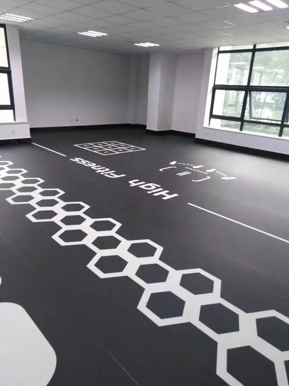 Gym pvc floor mat 360 Functional bamboo flooring  Custom Pattern artificial grass & sports flooring