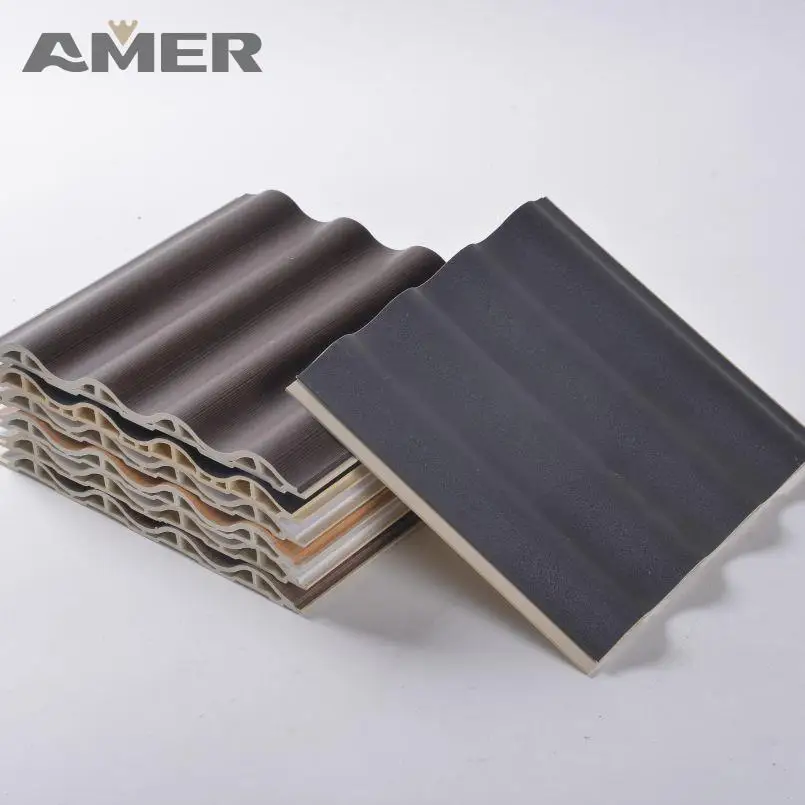 Amer Factory Price 100% Waterproof Selfadhasive Wall Cladding Fluted Panel Wall Cladding Wood Pvc Wpc Interior Wall Panel