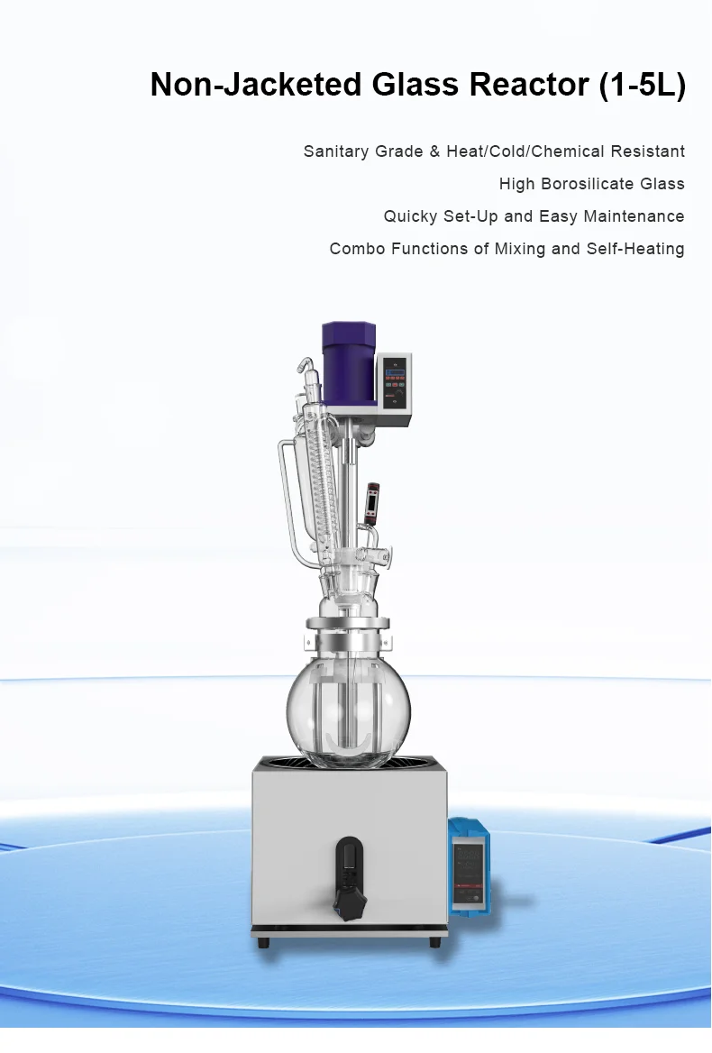 Valuen 5L  Bioreactor Glass Reactor 100l Single Layer Glass Reactor Jackless glass reaction kettle