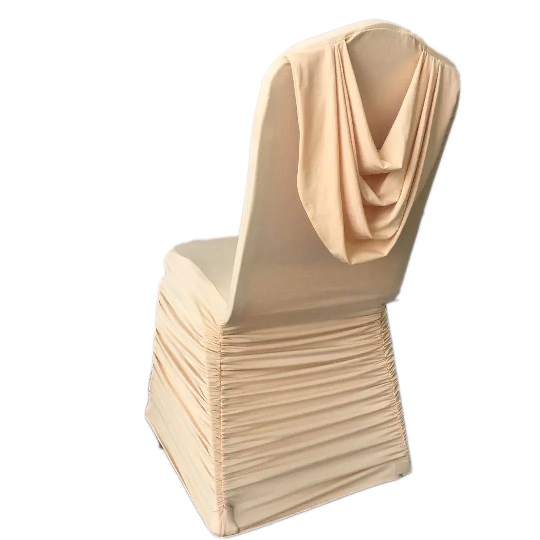 Spandex Dining Room Chair Fitted Covers Universal Stretch Ruffled Seat Covers With Swag Back