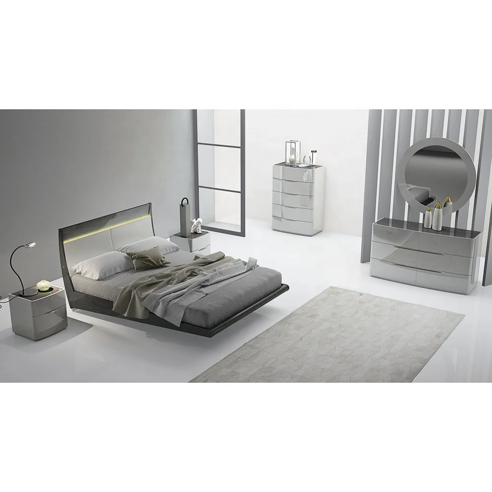 NOVA Modern Bedroom Series King And Queen Size Platform Contemporary Bed Modern Lacquer Finish Bedroom Set With Sleek Design