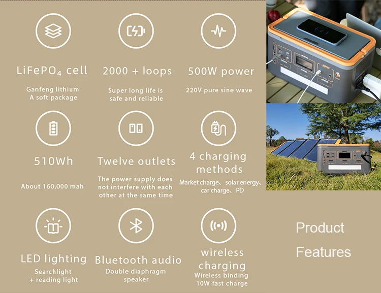 JWC-003 220V 500W mini UPS camping outdoor portable emergency mobile energy storage power supply supports solar panel charging