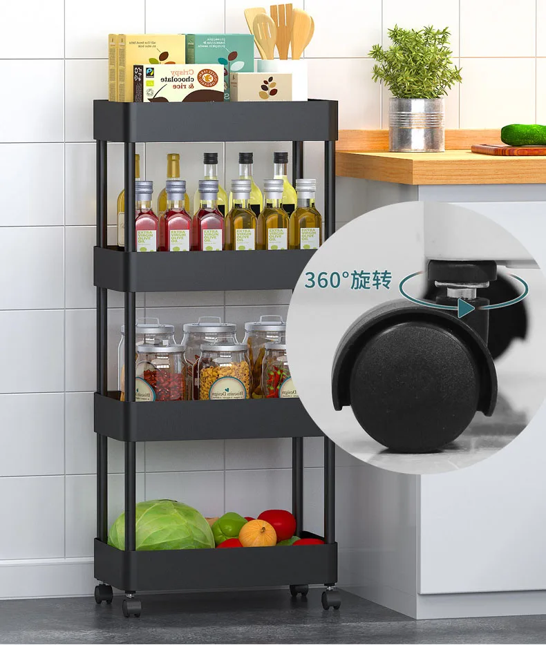 Quality Protection 3 Tier Slim Kitchen Serving Trolley Cart Metal Removable Storage Utility Trolley With Wheels