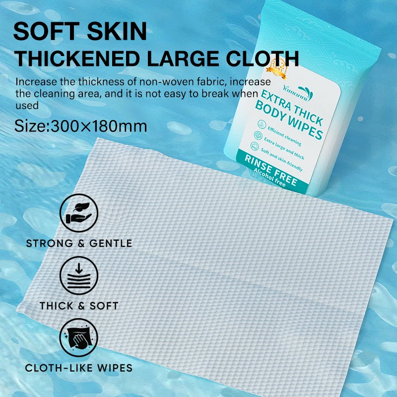 XL Ultra Thick Body Wipes for Adults  Extra Large Disposable Cloth Wet Cleansing No Rinse Bathing Washcloths Waterless Shower