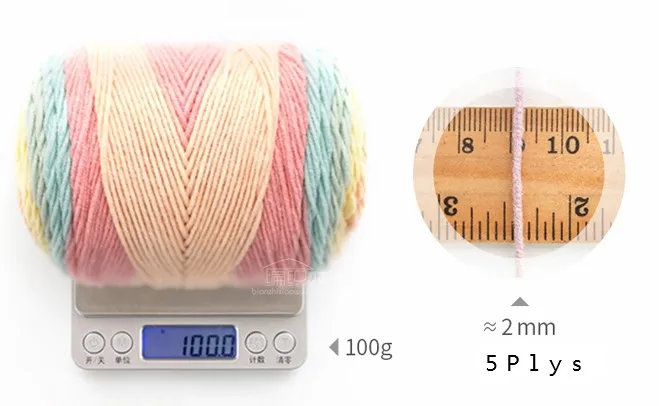 Rainbow Colors Soft Hand Knitting Yarn Baby Yarn 5ply 100g 55% Acrylic 45% Cotton Milk Cotton Yarn for Crochet