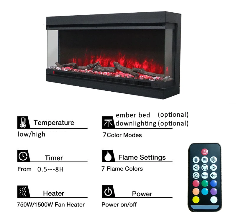 Wholesale Full Recessed Steel Electric Fire place Heater 15KW Built In Electric Fire place LED Flame Electric Fireplace