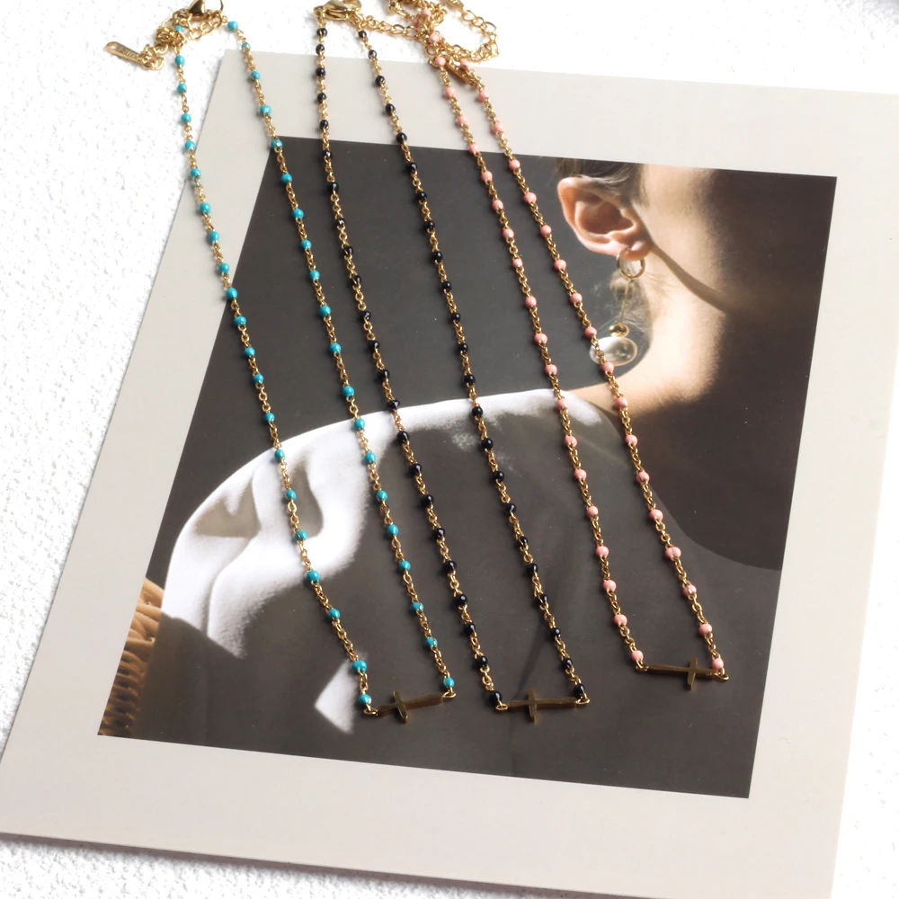 Thin Chain On The Neck Minimalist Pendant Jewelry Chocker Collar For Girl Women Neck Chain Cute Cross Choker Necklace