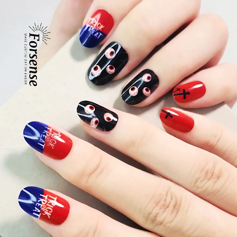 bulk whole sale 24pcs short acrylic press on nails with box hand painted false nails oval shape cute easy fake nails with design