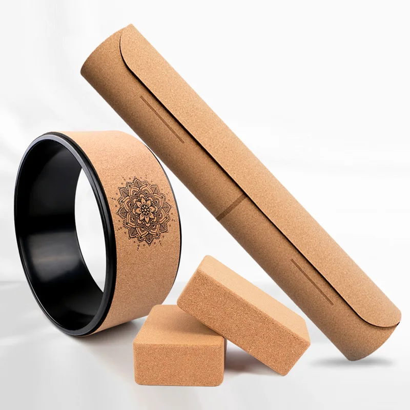 Wholesale Manufacturer Customized ECO Friendly Cork  Bag High Quality Natural Rubber TPE Circle Ring Yoga Pilates Wheel