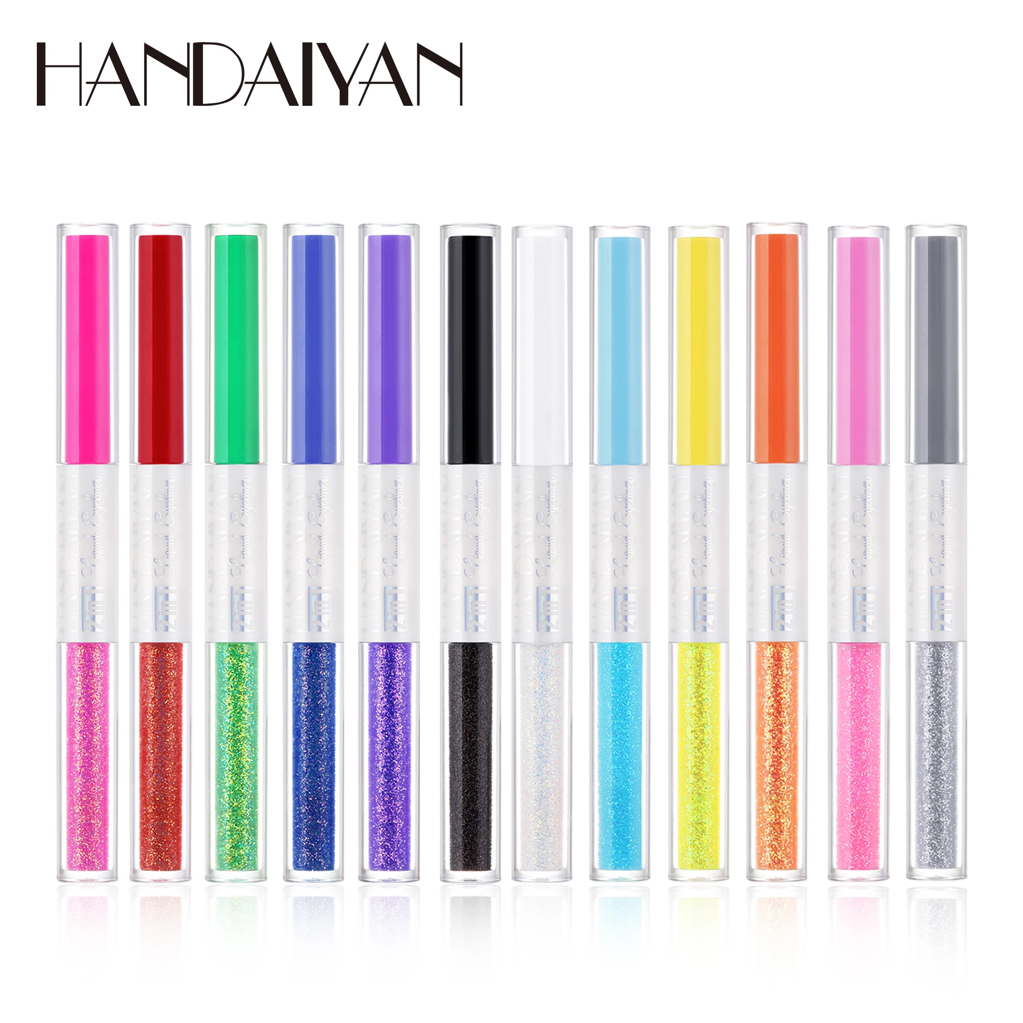 Handaiyan Eyeliner Glitter Logo Manufacturers Water Activated Double-sided Long-lasting Cosmetics Glitter Eyeliner