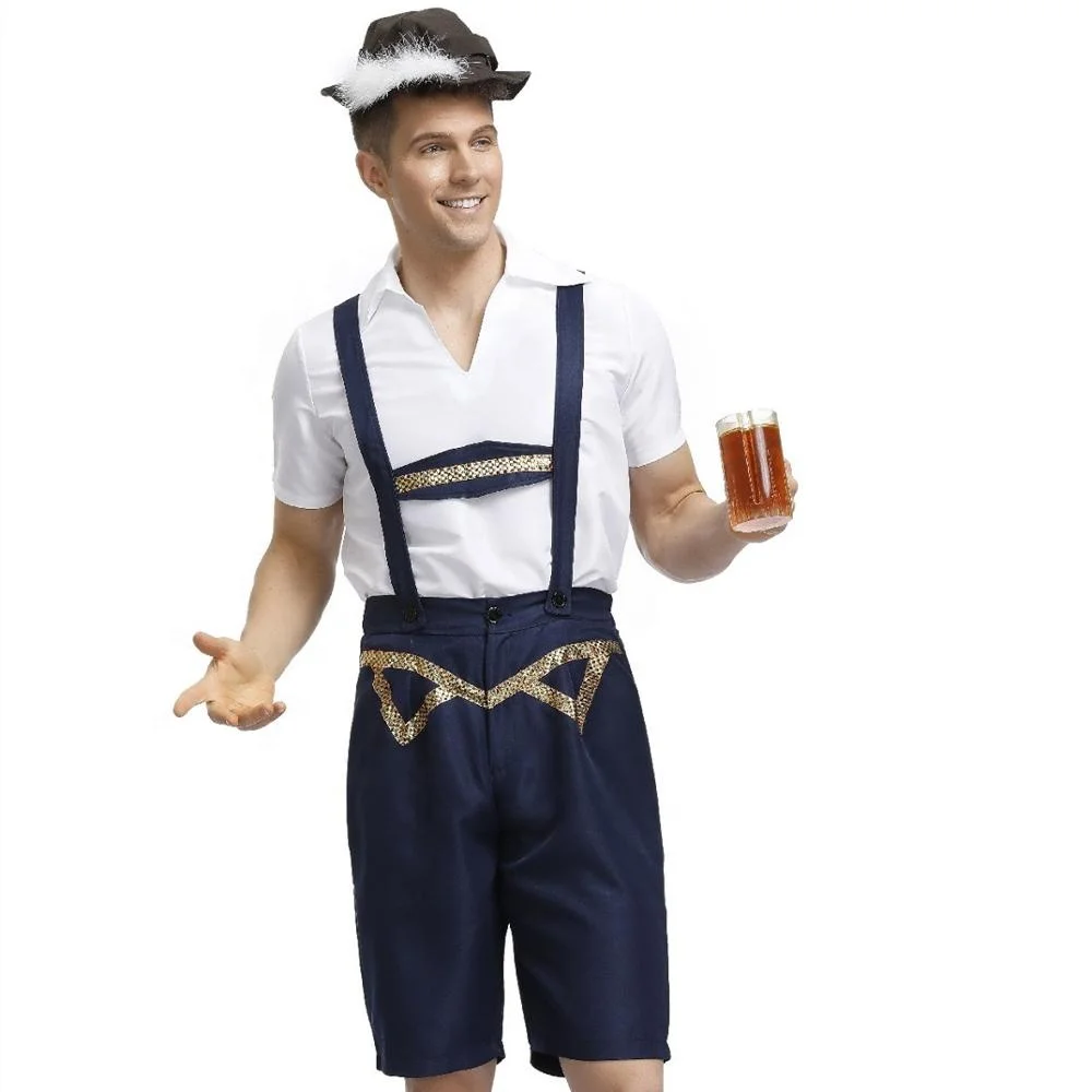 Beer Men Germany Oktoberfest Pants Traditional Bavarian Beer Man Lederhosen Shorts Halloween Party Cosplay Costume