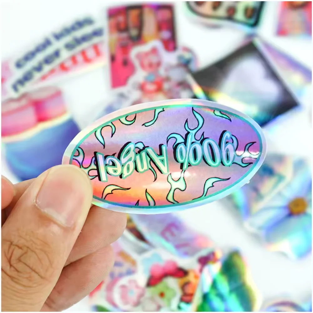 Waterproof PVC Vinyl  Printing Laser Holographic 3D Stickers Custom Die Cut Text UV Proof  Sticker