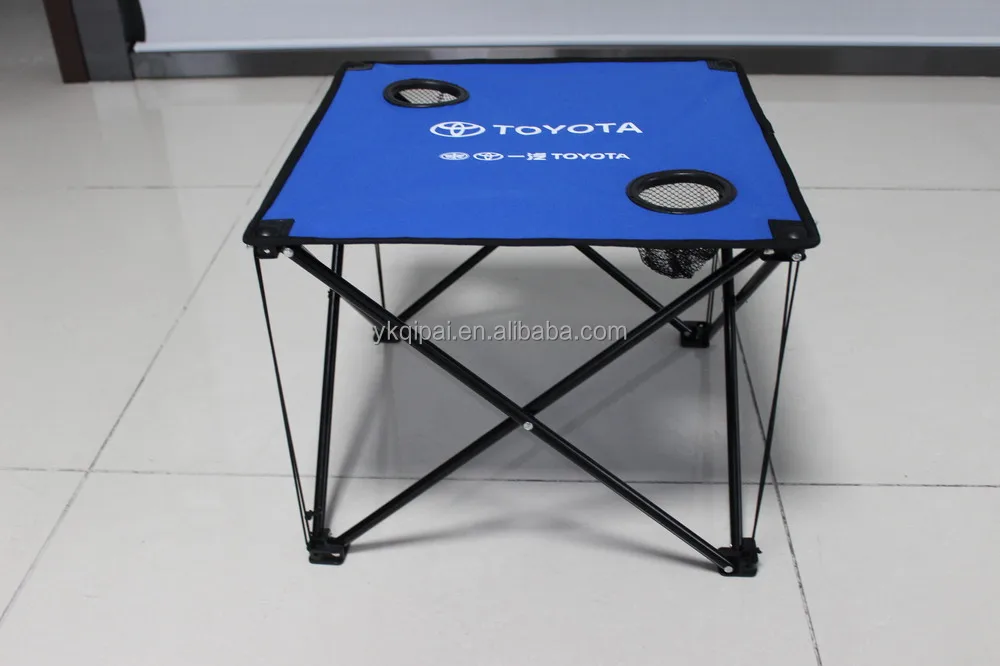 Wholesale Outdoor Picnic Table Camping Fabric Design Folding Table With Cup Holders