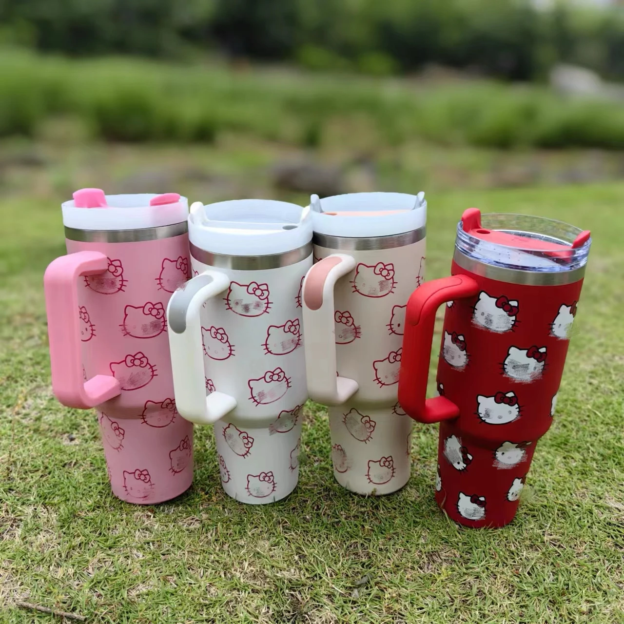 2024 Hot Selling New 40 Oz Car Ice Cup Fashionable Stainless Steel Engraved Glass Cup With Handle Spout Cover Customized Car Cup