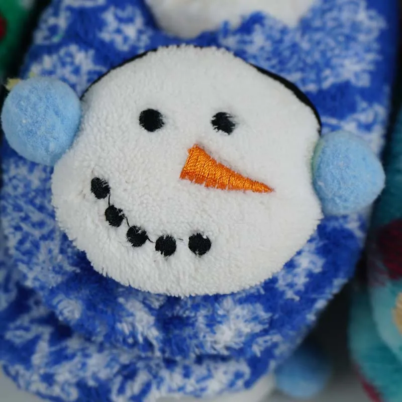 Christmas Snowman Ginger Man Coral Fleece Warm Soft Thick Sole Slides Indoor Slippers for Women