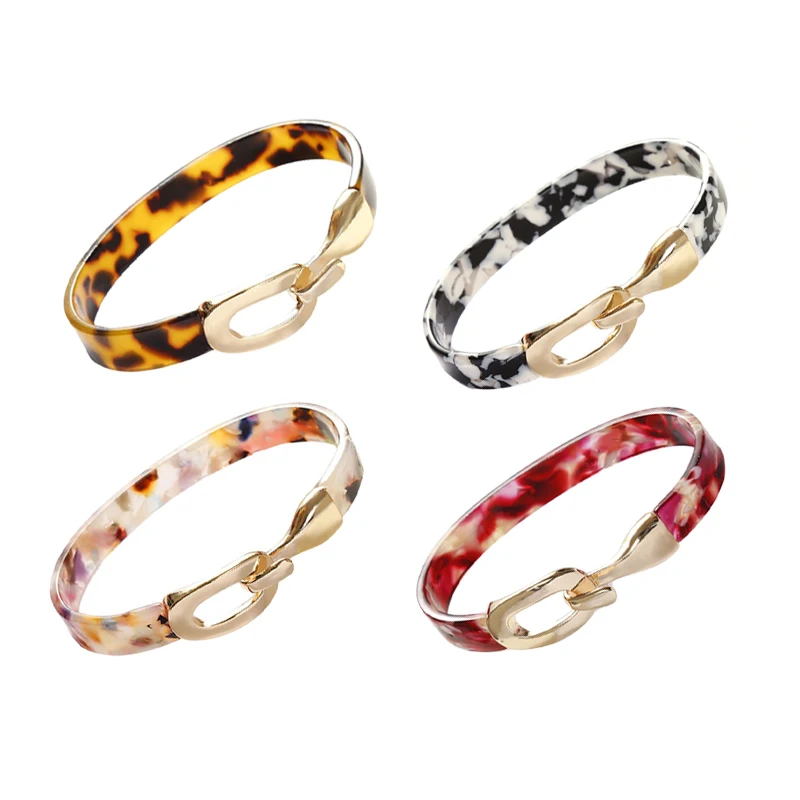 Wholesale factory custom Acetate lucite resin tortoise shell color bracelets cuff bangle for girl fashion hand accessory jewelry