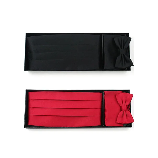 Custom logo OEM Mens formal Cummerbund and Bow Tie set