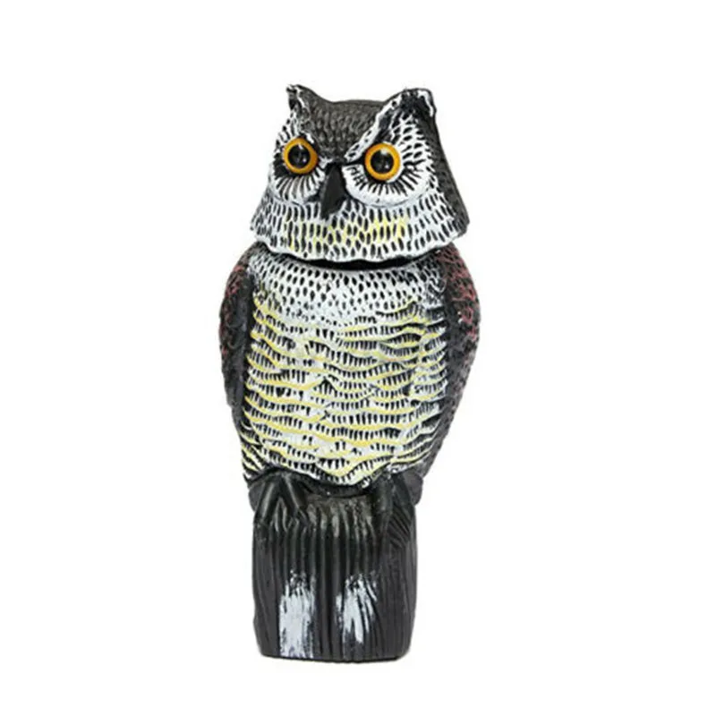Great Realistic Owl Decoration Rotating Head Pest Control Plants Scarecrow Crow Festival Decoration Owl