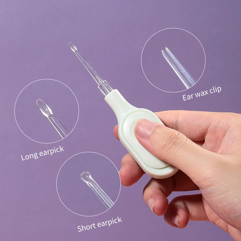 LMLTOP 3 in 1 chinese plastic ear pick cleaning lighted earpick with light sticky ear picking kit hand pick ear wax SY558