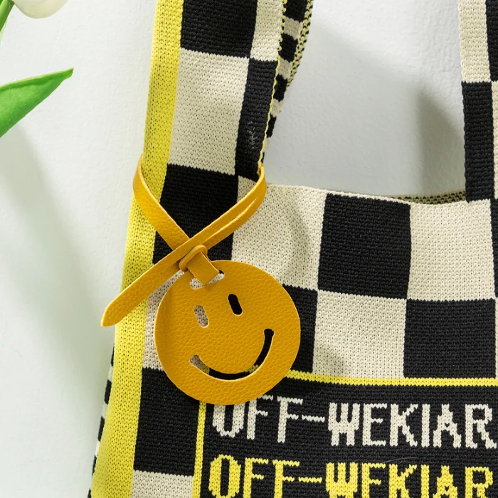 Leather Smiling Face Ornaments Girls Bag Ornament Korean Style Cute Leather Key Chain Pendant Leathercraft Purse & Bag Charms