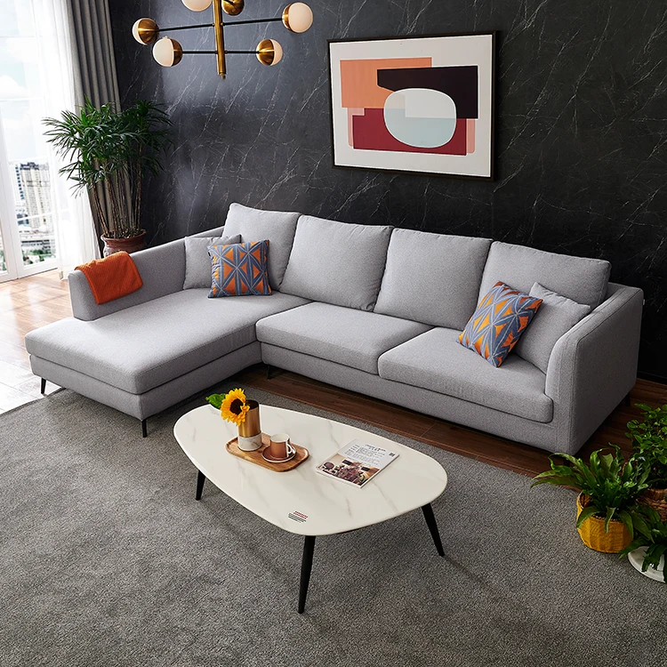 102382 Leisure Italian  L Shaped Fabric Recliner Modern Living Room Sofa Sectional