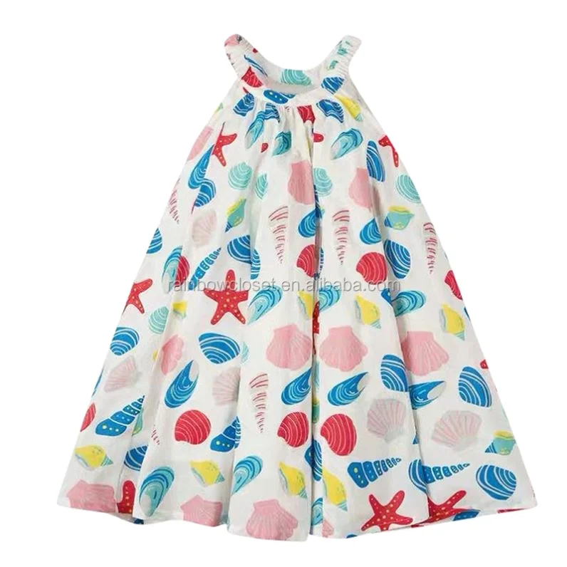 Fashion Girls Custom Print Summer Wear Kid Floral One-piece Tank Dress Children Beach Dress elegant casual dresses