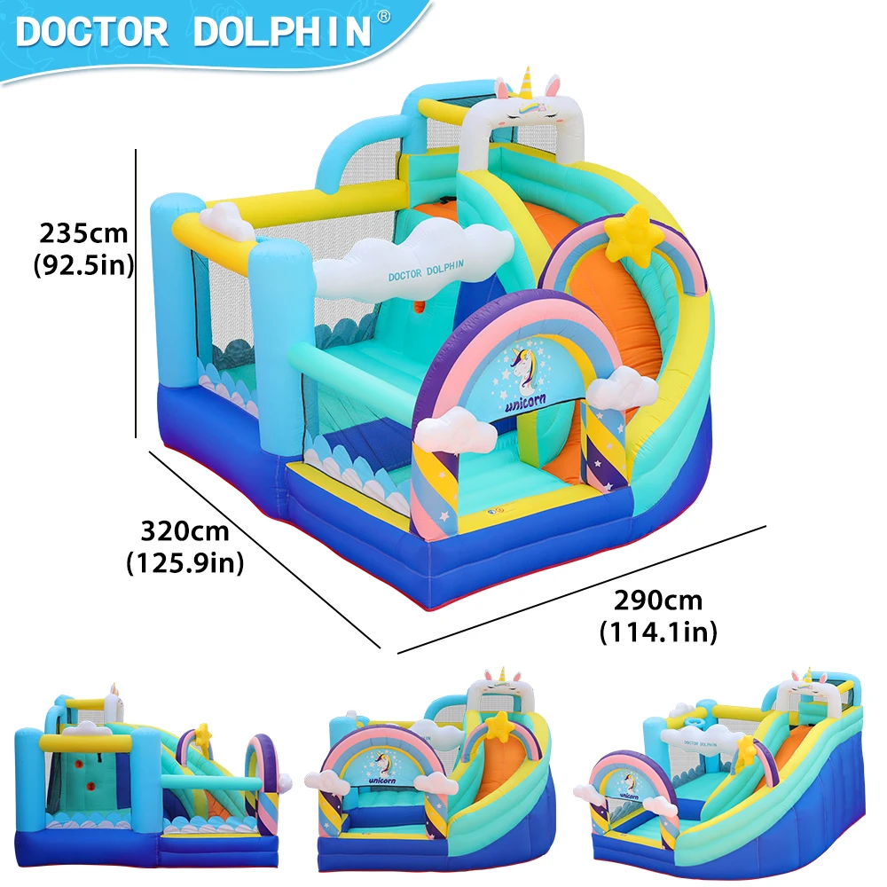 Doctor Dolphin Bounce House Slide with Blower Bounce House for Kids 5-12 Bounce House for Kids, Jumping Bouncy Castle