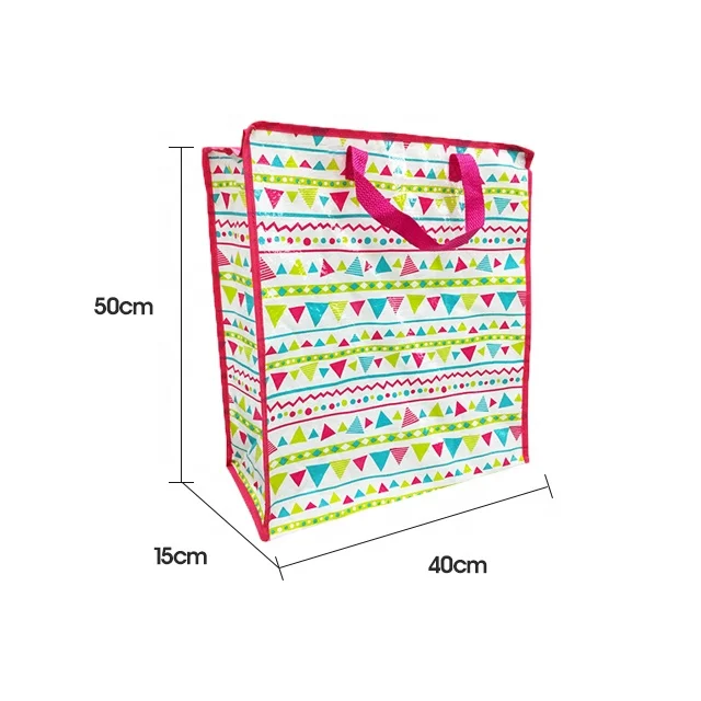 OEM/ODM PP Woven Tote Promotional Reusable Shopping Zipper Bags With Custom Logo