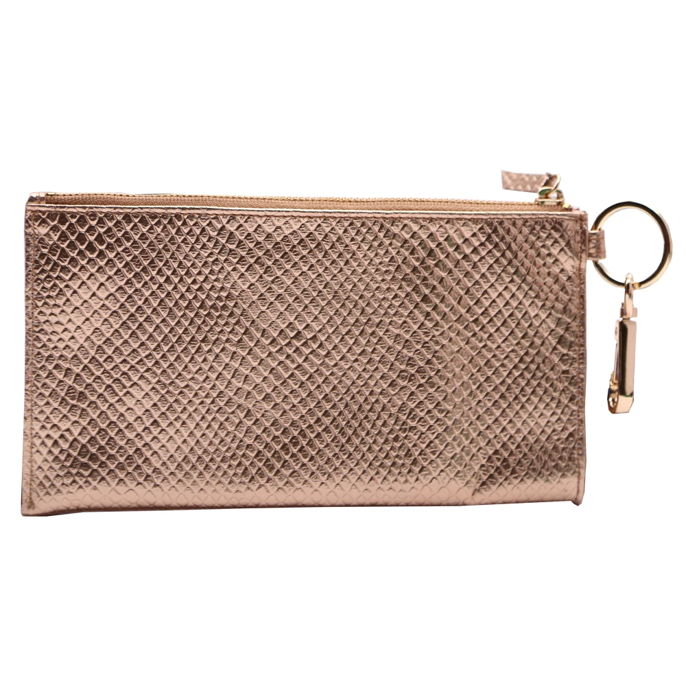 ladies key chain travel business card organizer pouch long leather modern wallet