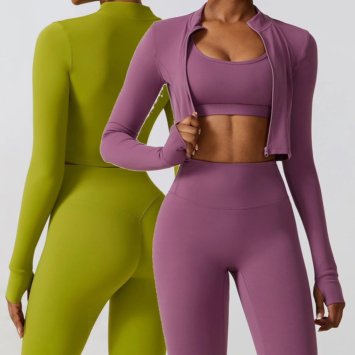 YIYI Wholesale Long Sleeves With Finger Hole Outdoor Jackets High Neck Slim Body Quick Dry Summer Gym Jacket Sports Jacket Women