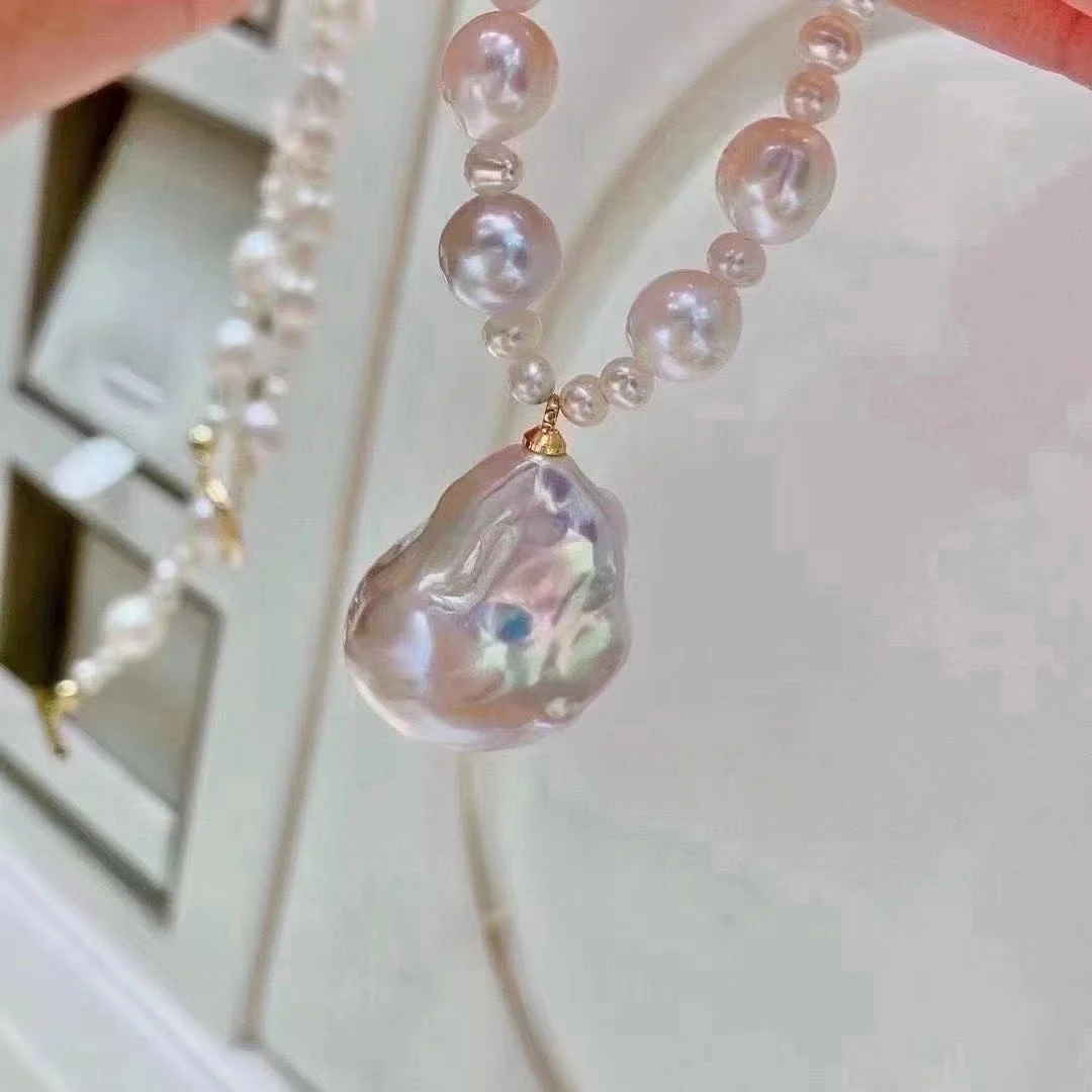 New cheap luxury big baroque brand pearl pendant necklace designs