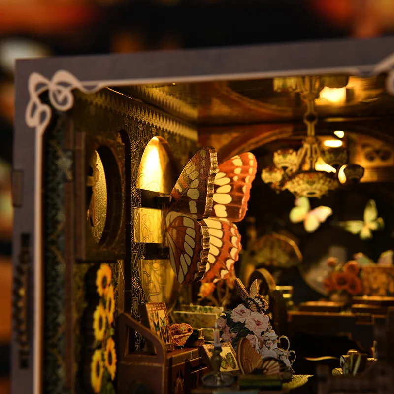 Diy book nook Girls heart butterfly collection room diy book nook handmade assembled model doll house for girls creative gift