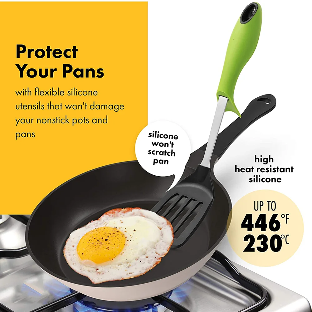 Custom Colourful household Kitchen Cooking stuff chinese innovative premium nylon utensils set for rack camping cookware