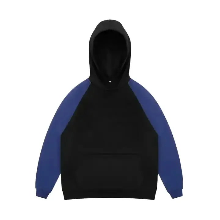 Custom Logo Color Block Sleeve Print Oversized Cotton Unisex Color Matching Mens Pullover Two Tones Hoodie