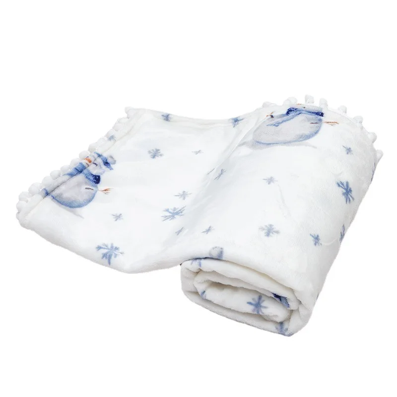 Chinese Factory custom woven print  design blanket dot tassel customized baby blanket for watching TV